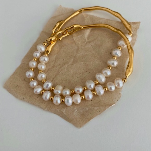 Gold and Pearl Bracelet 18k Gold and 925 Sterling Silver - Picture 4 of 6